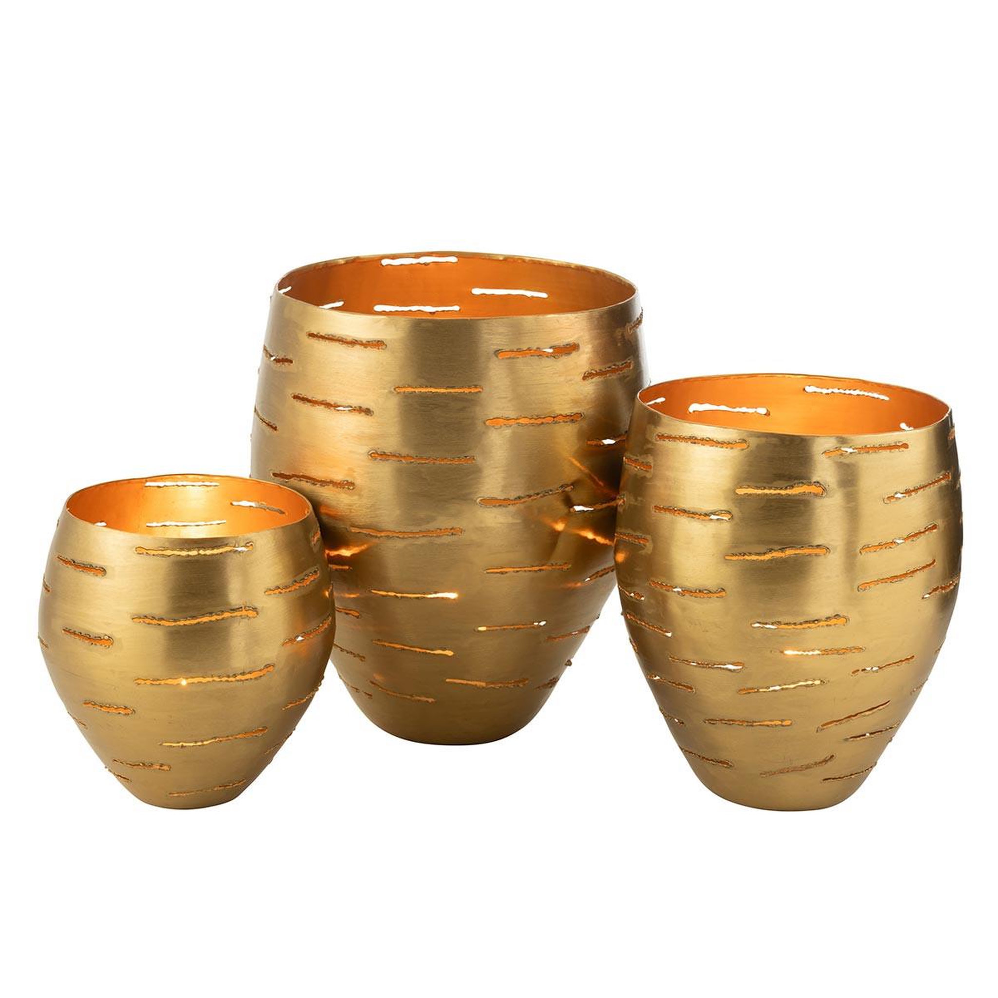Voir la diapositive 3 : J-LINE Lot de 3 photophores en métal  wilburn  52cm or