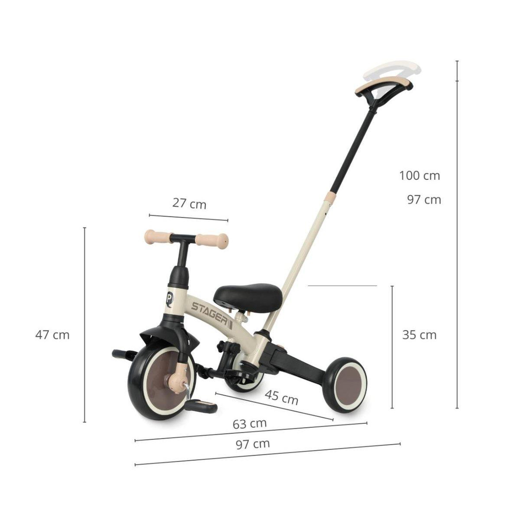 Voir la diapositive 3 : QPLAY Tricycle  stager 3-en-1 marron