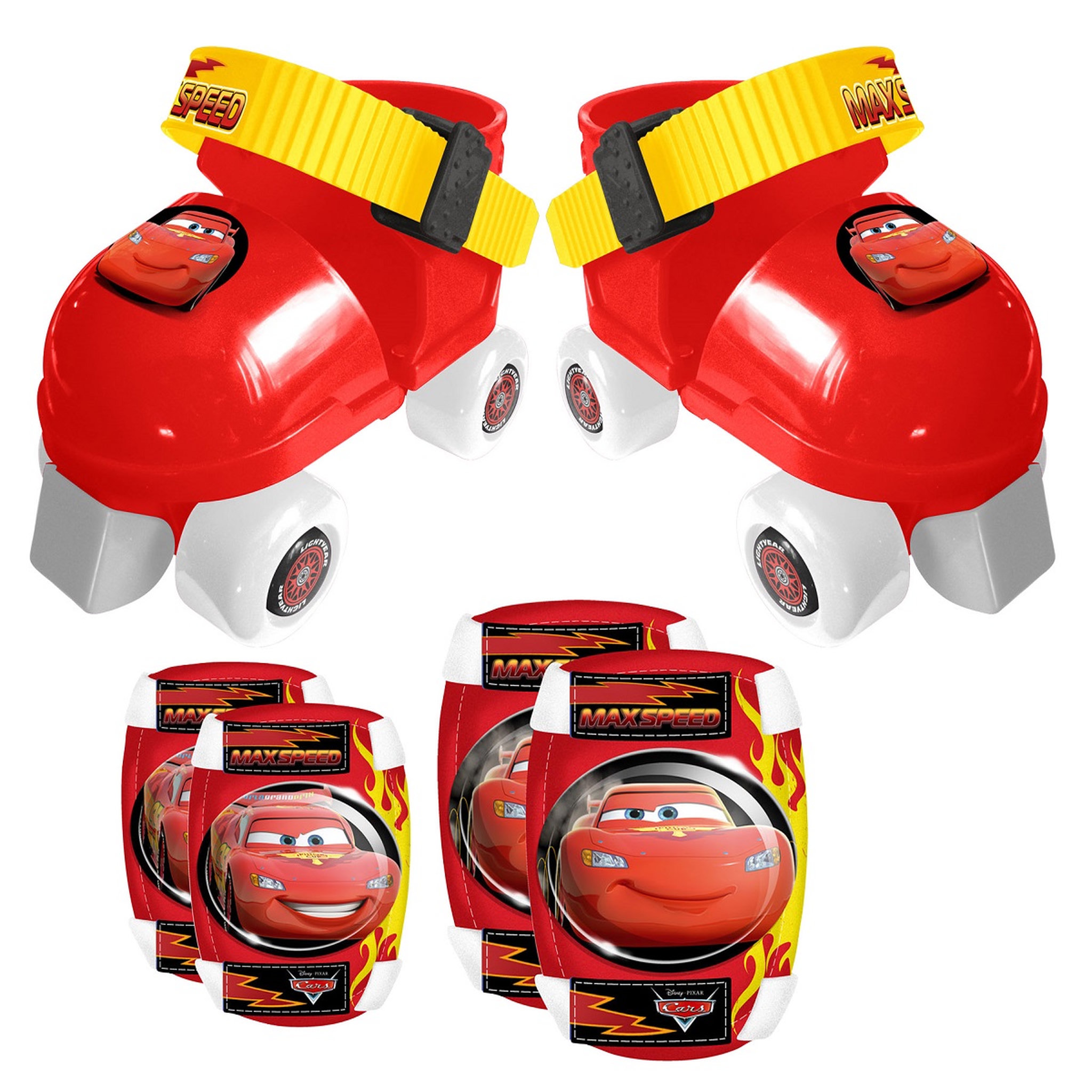 Voir la diapositive 1 : Patins + set de protection T 23 à 27- Cars 