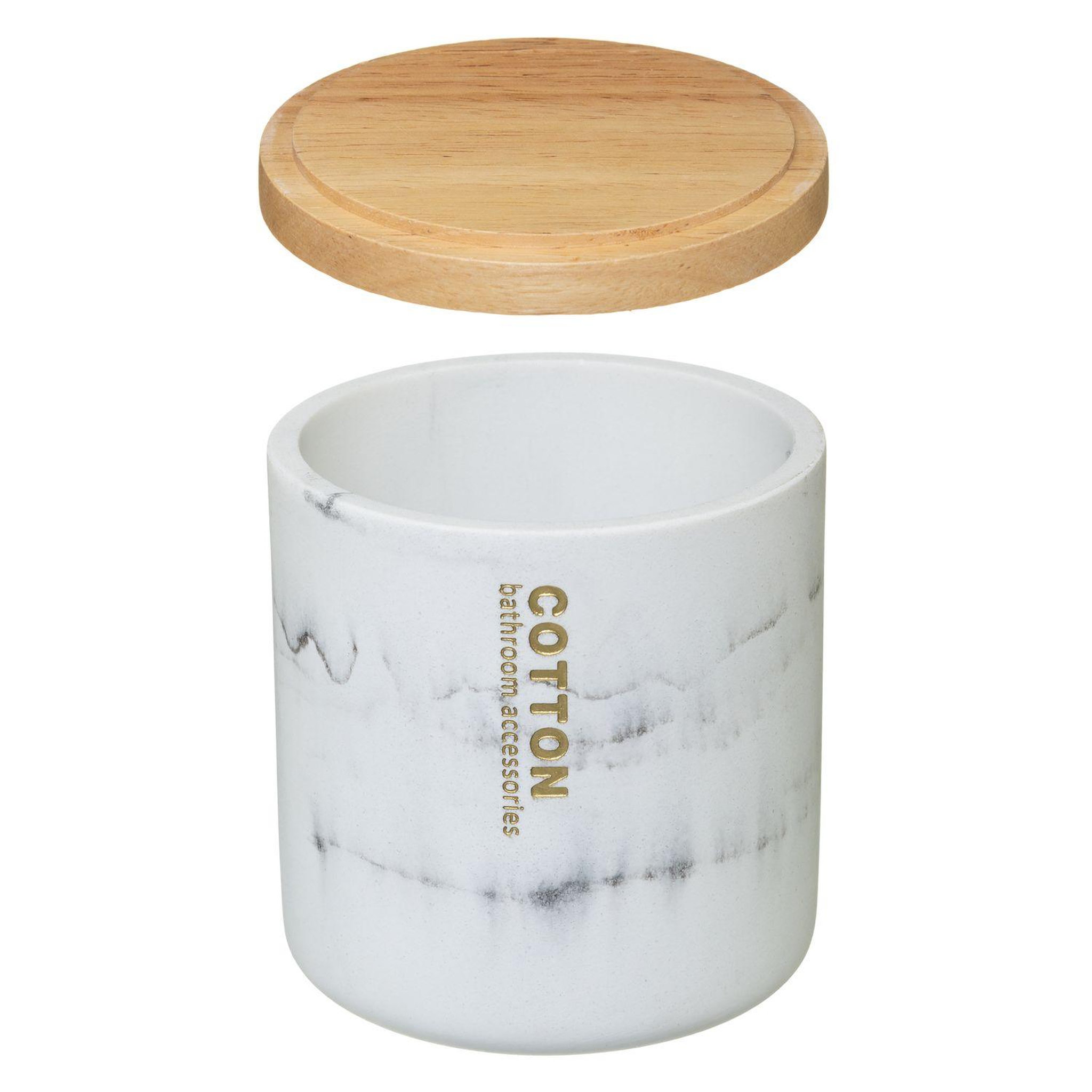 Voir la diapositive 2 : FIVE Pot à coton design marbre lea - blanc