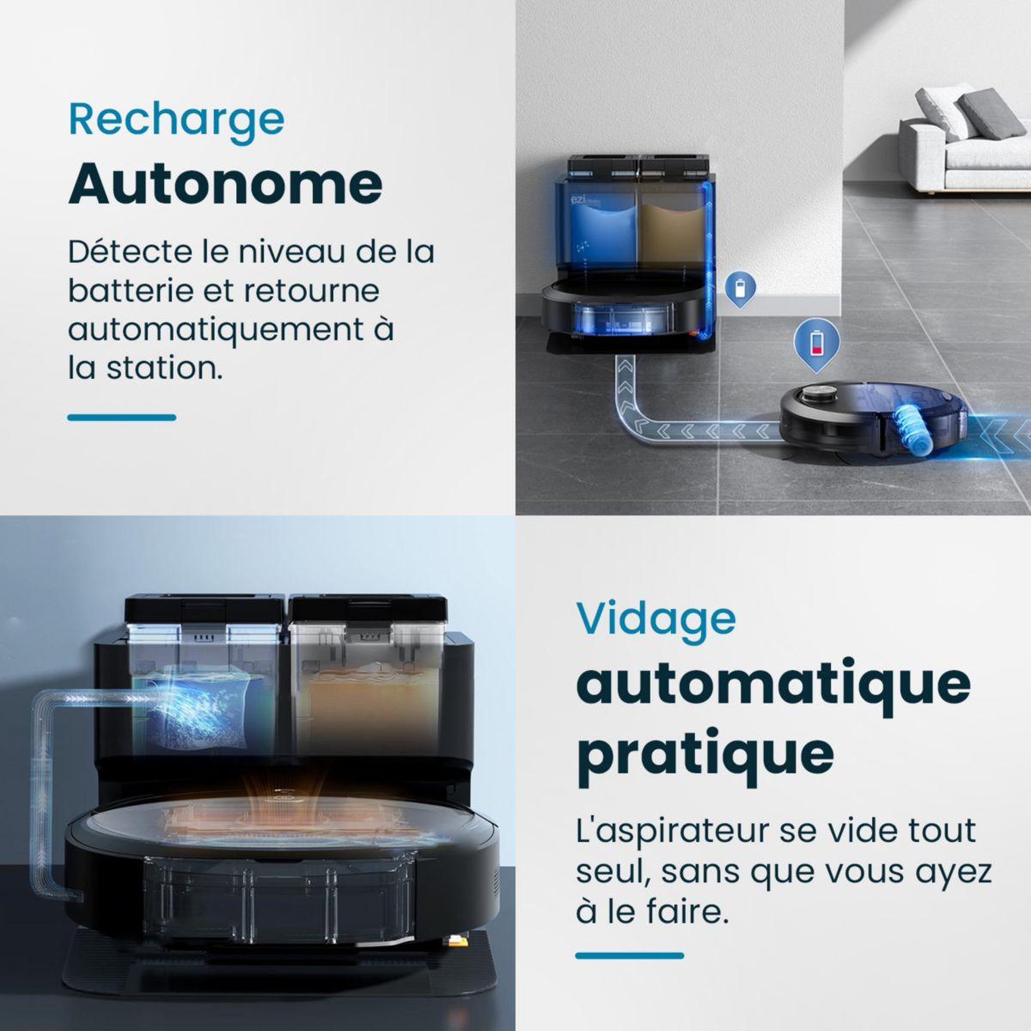 Voir la diapositive 4 : e.ziclean Robot aspirateur laveur all in one z10 plus