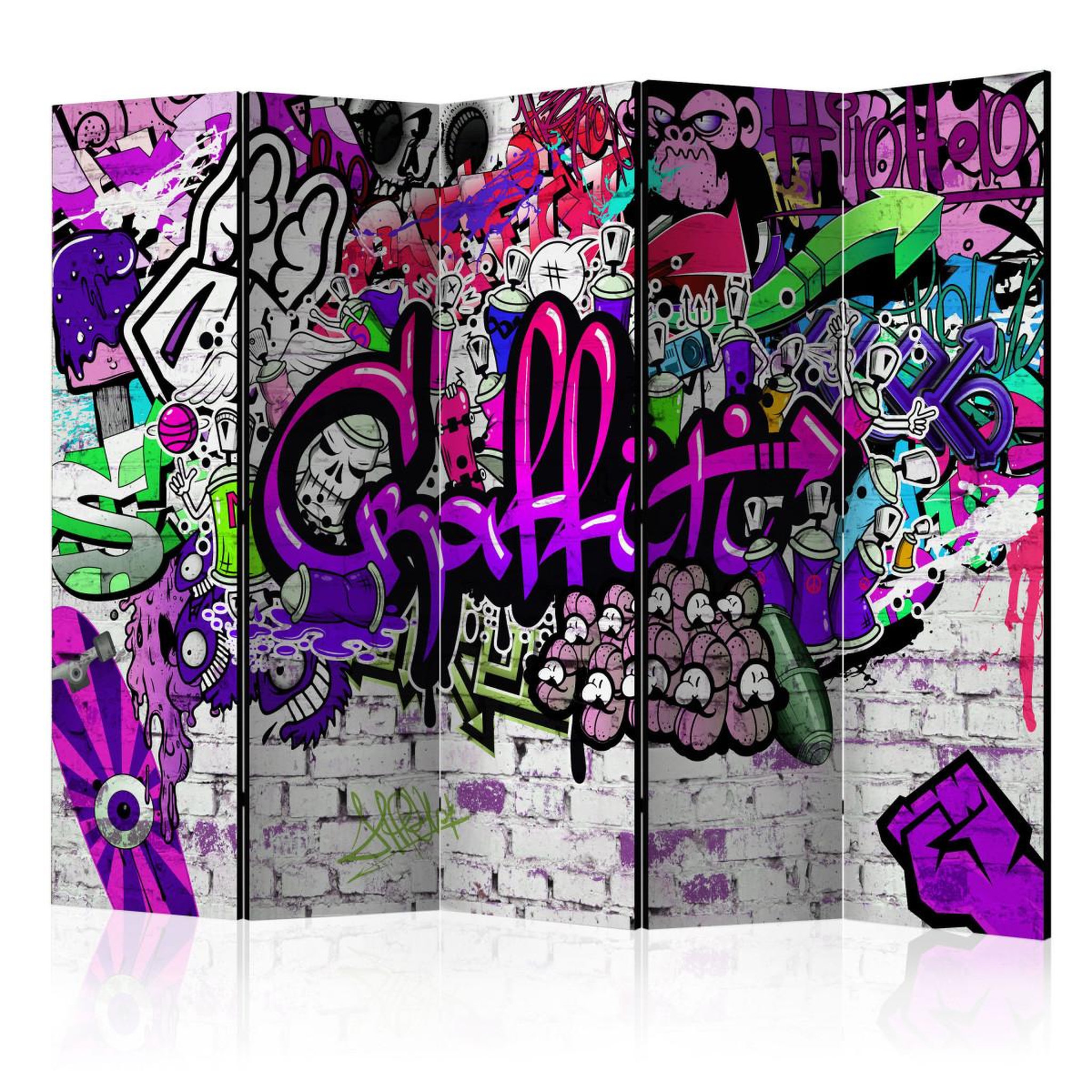 Paris Prix Paravent 5 volets  purple graffiti  172x225cm