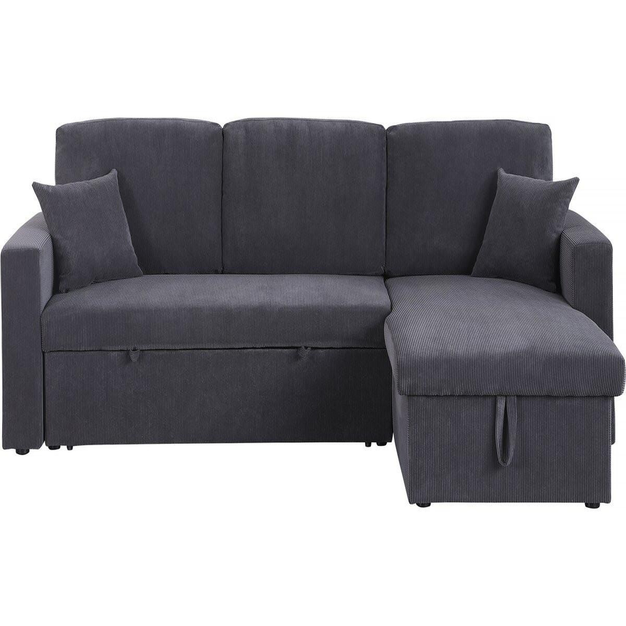 Habitat et Jardin Canapé d'angle convertible en velours côtelé  alain  - 3 places - gris