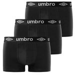 UMBRO Lot de 3 Boxers coton uni homme. Coloris disponibles : Noir