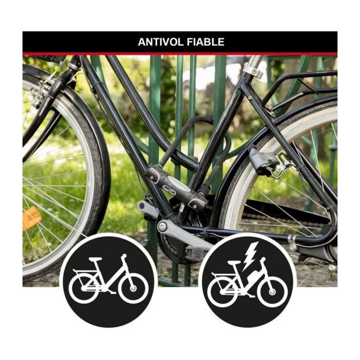 Master lock Antivol Vélo U [A Clé] [Support de Vélo Universel] [Antivol Certifié] [ XL] [Rouge] 8195EURDPROCOLWR