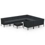 Voir la diapositive 2 : VIDAXL Salon de jardin 11 pcs avec coussins Resine tressee Noir