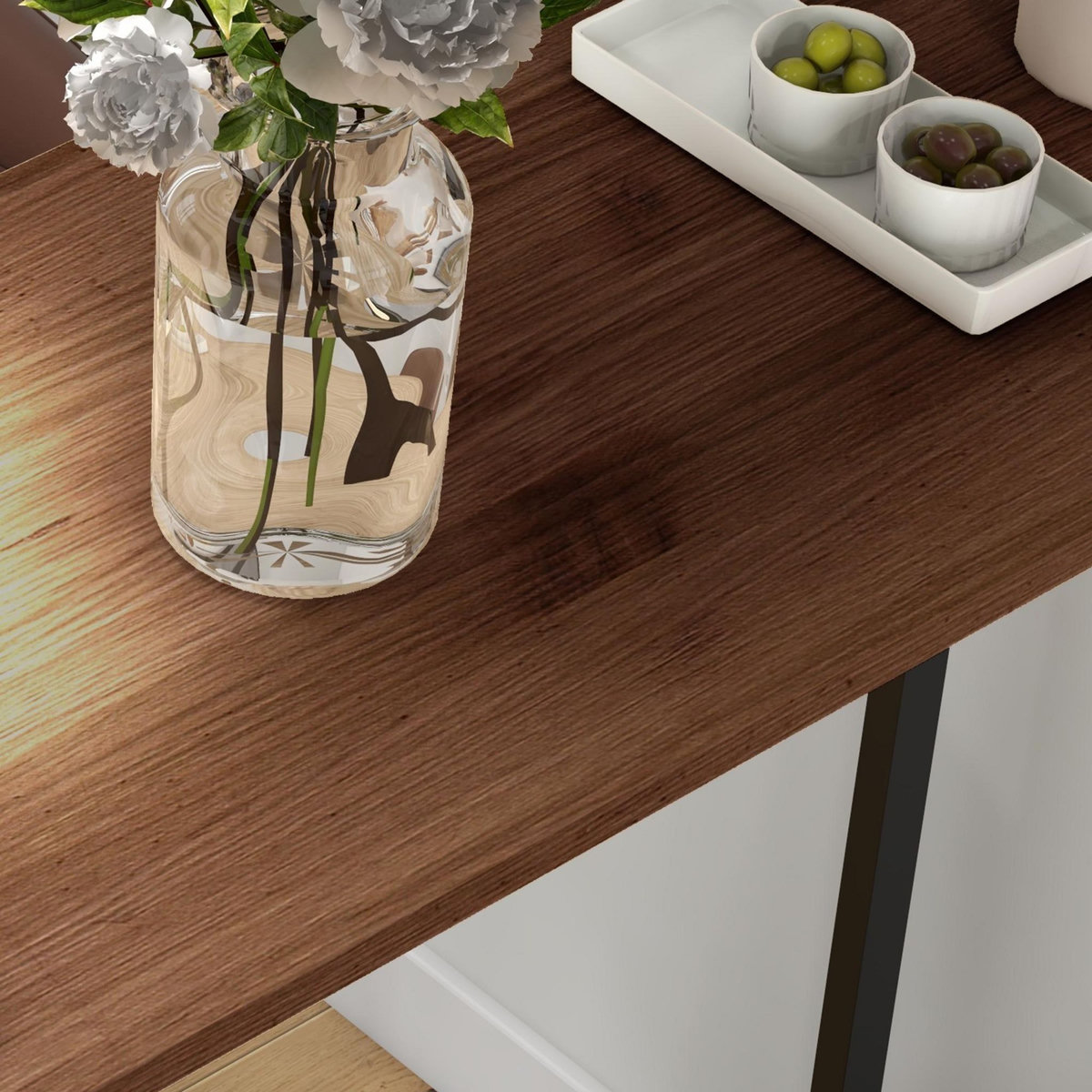 HOMCOM Table de bar 3 étagères style industriel acier noir aspect panneaux aspect bois