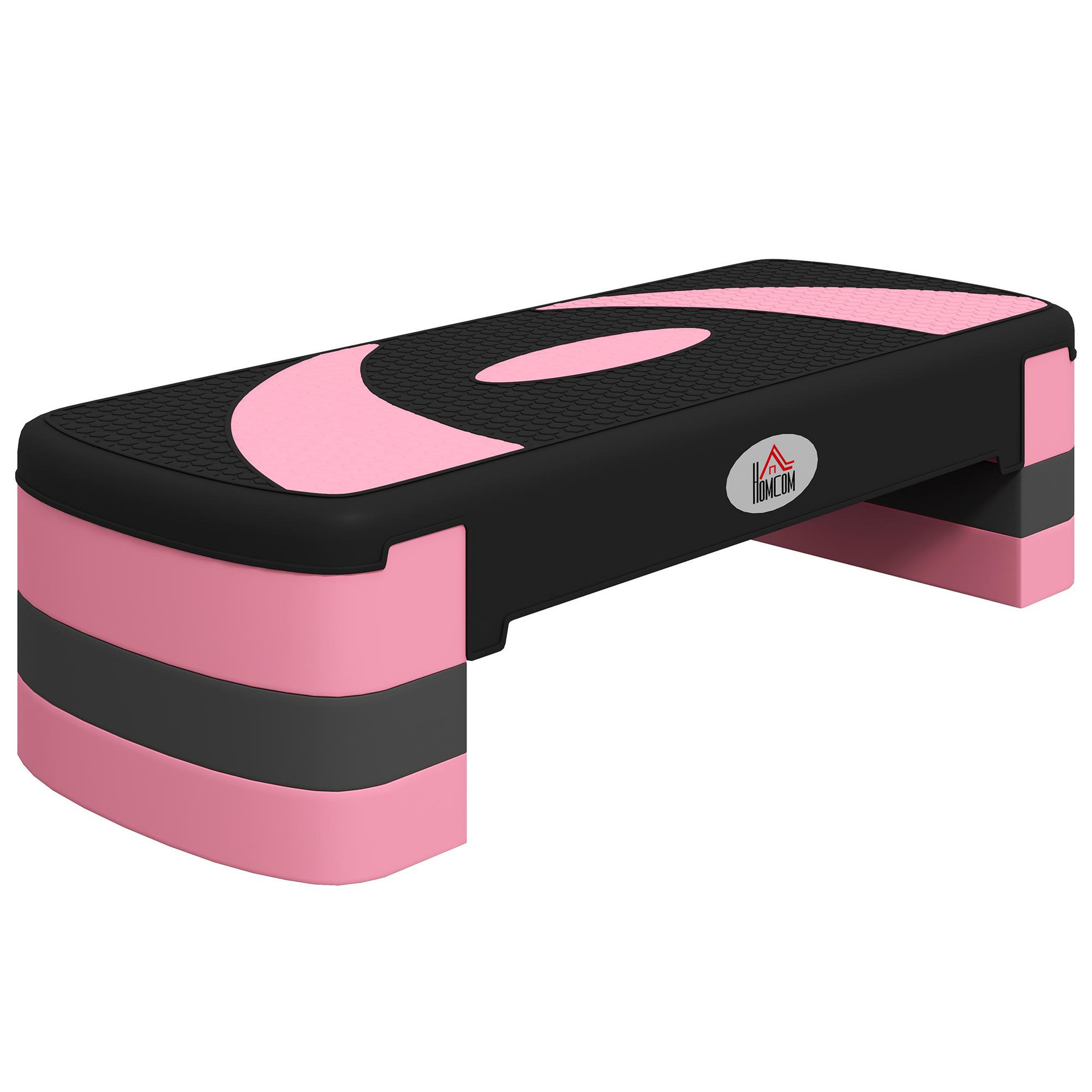 HOMCOM Stepper fitness aerobic hauteur reglable surface antiderapante 80 x 31 x 20 cm noir rose
