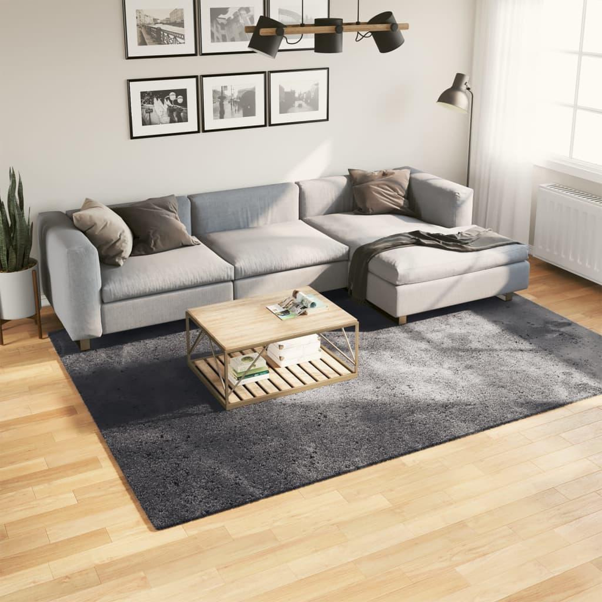 VIDAXL Tapis HUARTE a poils courts doux lavable anthracite 200x280 cm
