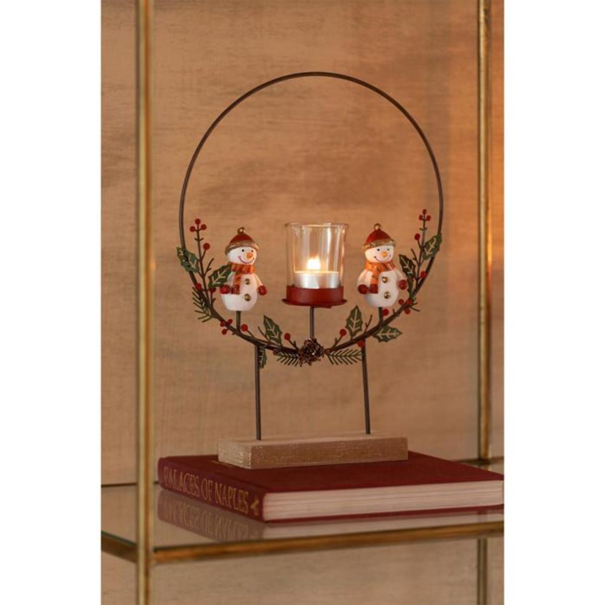 Paris Prix Photophore Cercle  Bonhommes de Neige  28cm Multicolore