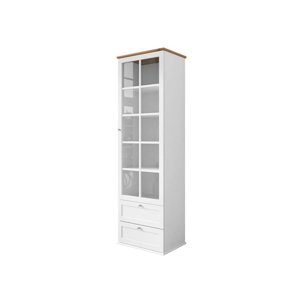 BEST MOBILIER Francesco - vitrine - effet bois et blanc - 2 tiroirs et 1 porte - 201 cm