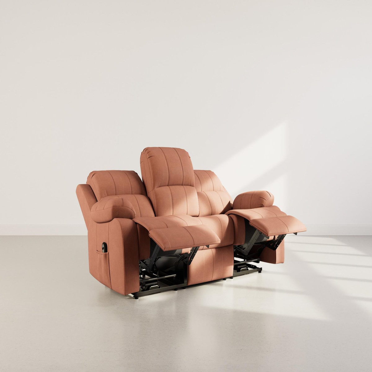 BEST MOBILIER Armand - canapé 3 places relax électrique en velours côtelé