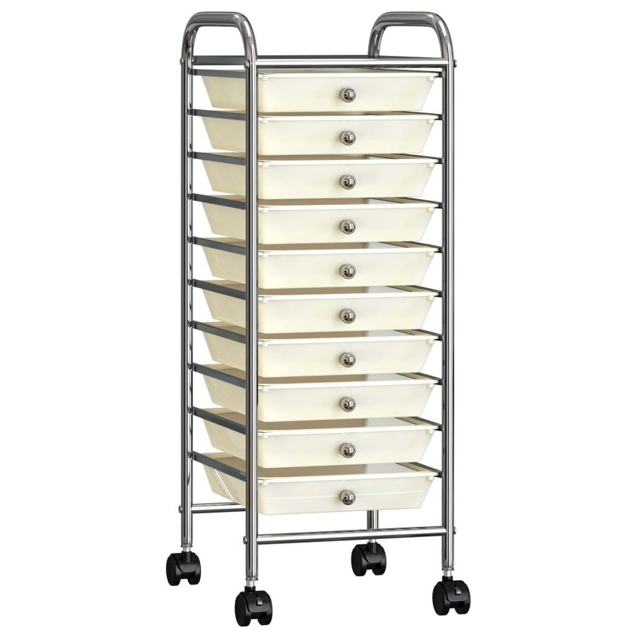 Voir la diapositive 1 : VIDAXL Chariot de rangement mobile a 10 tiroirs Blanc Plastique