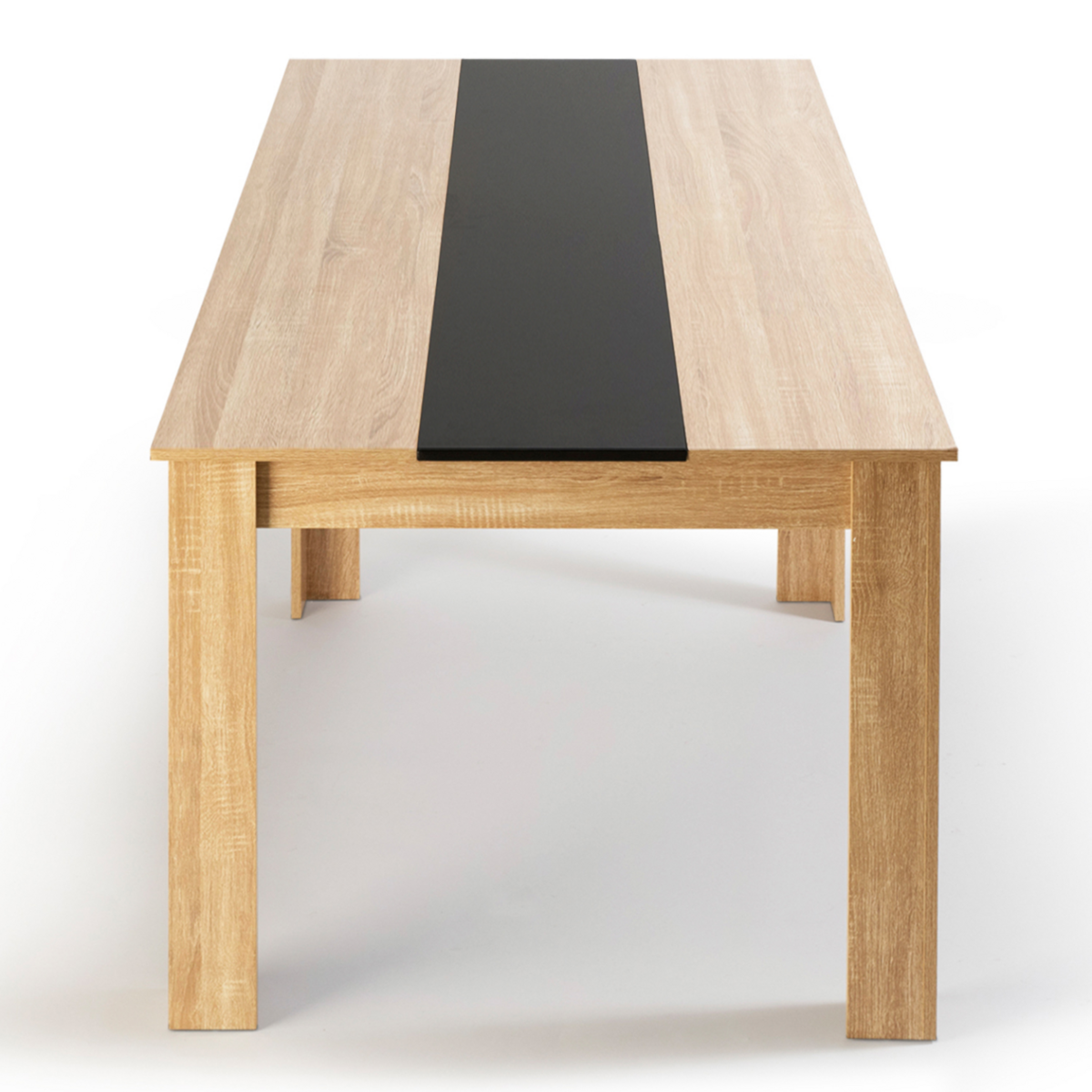 ID MARKET Table à manger rectangle GEORGIA 8 personnes imitation hêtre et noire 160 x 90 cm