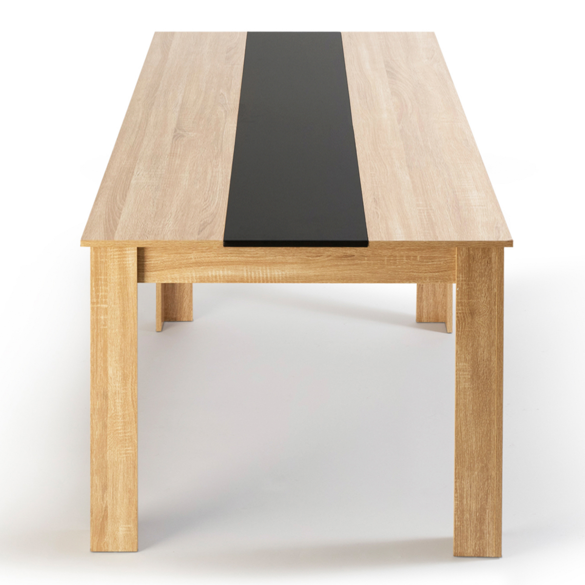 ID MARKET Table à manger rectangle GEORGIA 8 personnes imitation hêtre et noire 160 x 90 cm