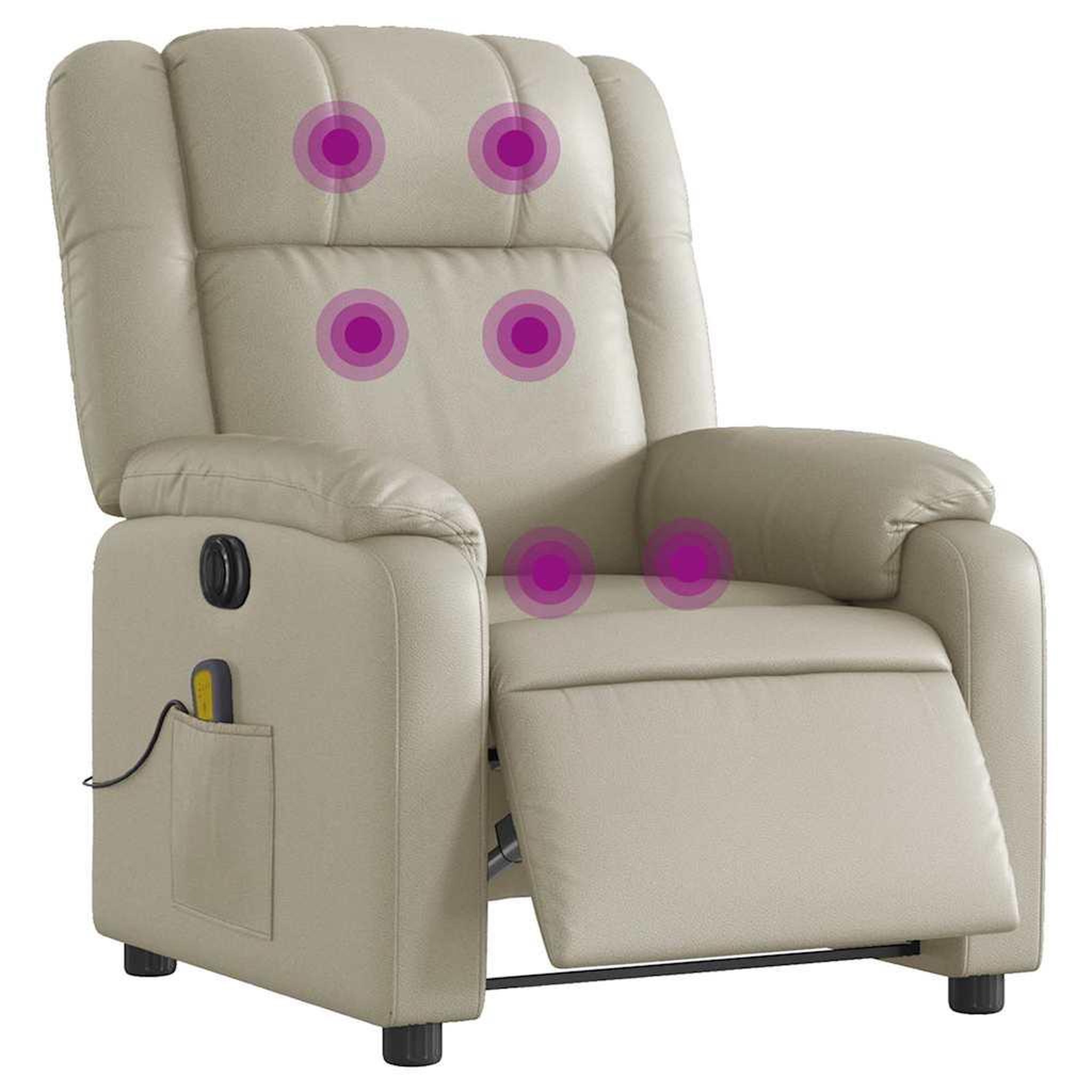 Voir la diapositive 3 : VIDAXL Fauteuil de massage inclinable electrique creme similicuir
