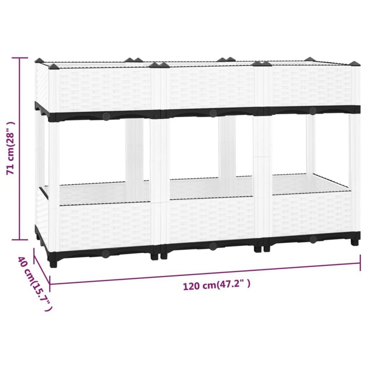 VIDAXL Lit sureleve 120x40x71 cm Polypropylene