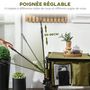 Voir la diapositive 4 : OUTSUNNY Chariot de jardin pliable 4 roues - bâche amovible, poignée télescopique réglable, 5 pochettes rangement - acier polyester kaki