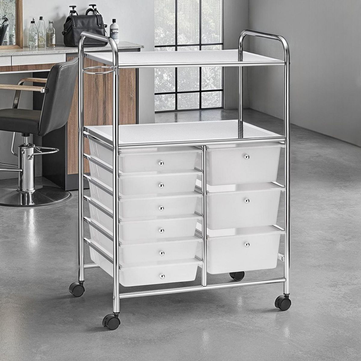 IDIMEX Caisson sur roulettes MARITA, 6 + 3 tiroirs, chromé