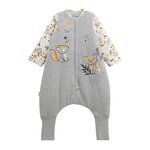 Petit Béguin Turbulette d'hiver en velours avec pieds retroussables et manches amovibles Petit Loup. Coloris disponibles : Gris