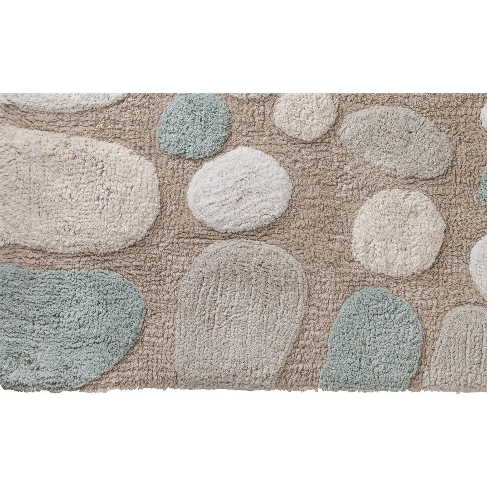 Voir la diapositive 3 : GUY LEVASSEUR Tapis de bain déco en coton tufté galet 50x80cm