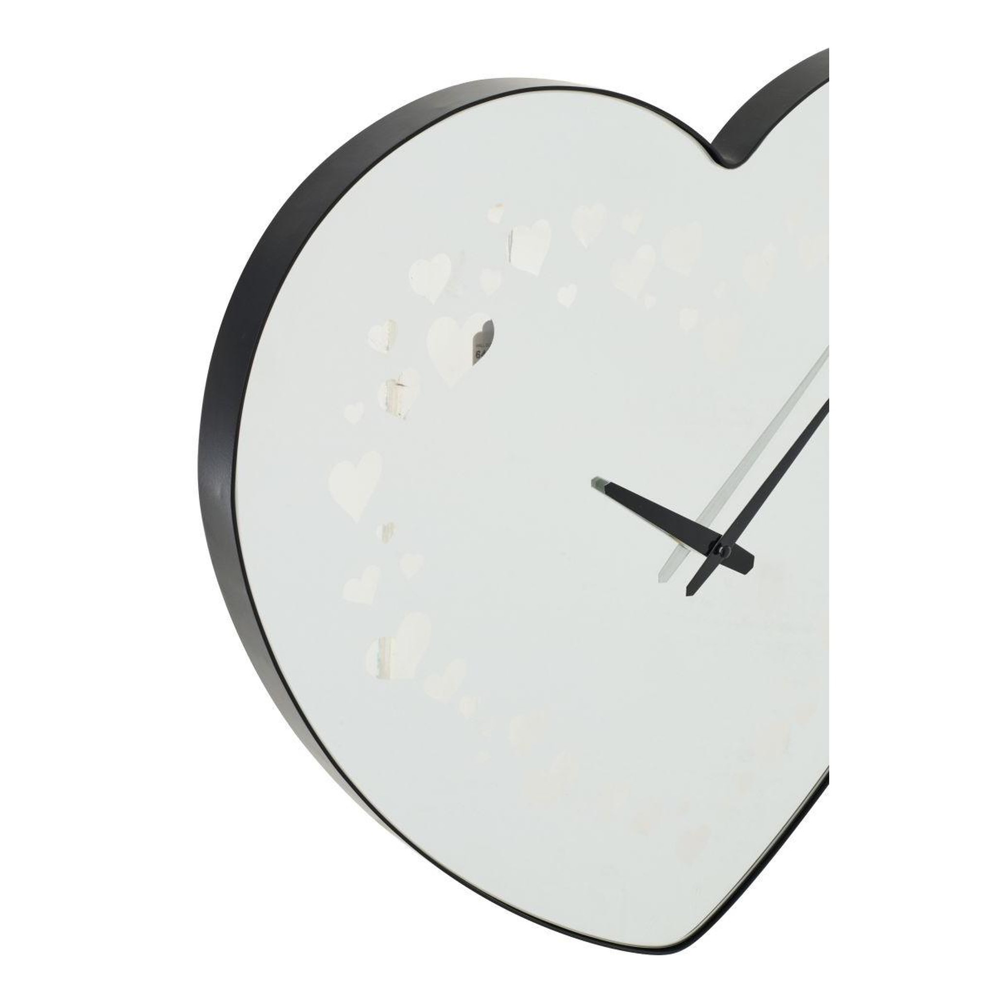 Voir la diapositive 2 : J-LINE Horloge murale en verre  cœur  60cm noir