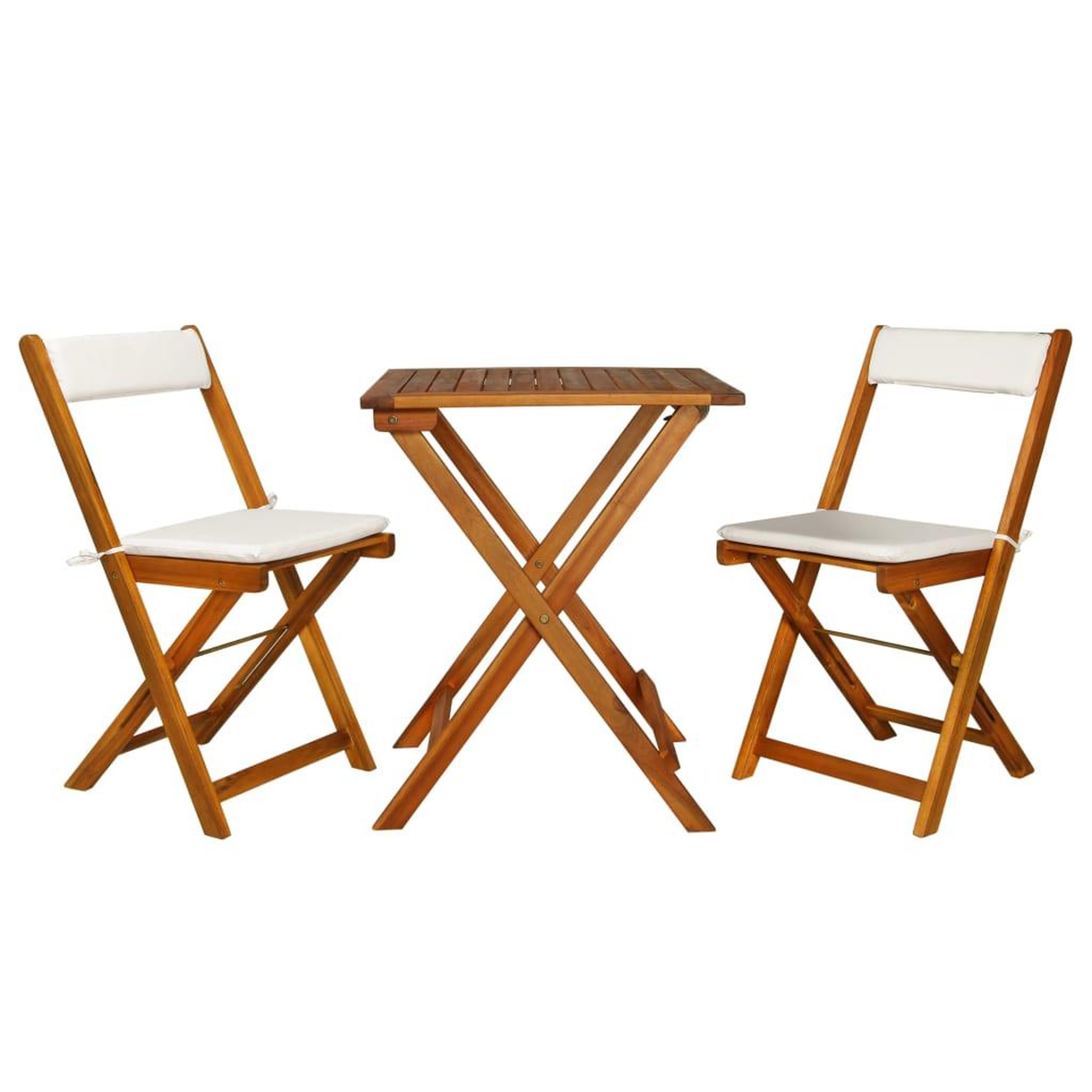 Voir la diapositive 1 : VIDAXL Ensemble de bistro pliable 3 pcs avec coussins Acacia solide