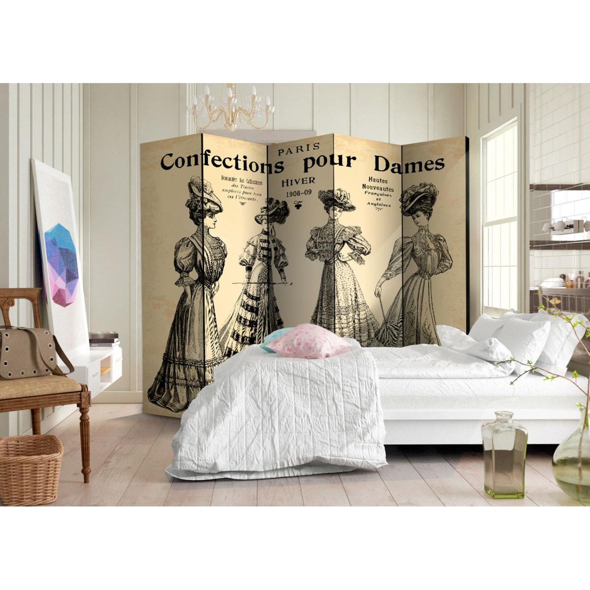 Voir la diapositive 2 : Paris Prix Paravent 5 volets  confections pour dames  172x225cm