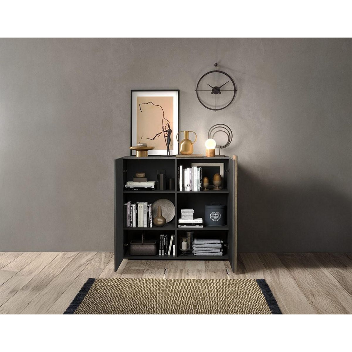 BEST MOBILIER Leon - buffet bas - 2 portes - 113x121 cm