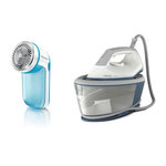 Philips Centrale Vapeur + Rase Peluche - PHILIPS BXA0019/00 - Compact - 6 bars - Effet Pressing 300g/min - Débit vapeur continu 110g/mi