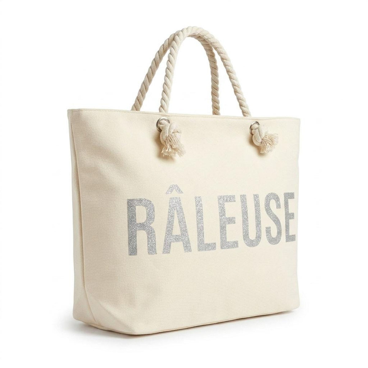 OZABI OZABI Sac de Plage Femme Jute Synthétique – Message Pailleté – Cordage