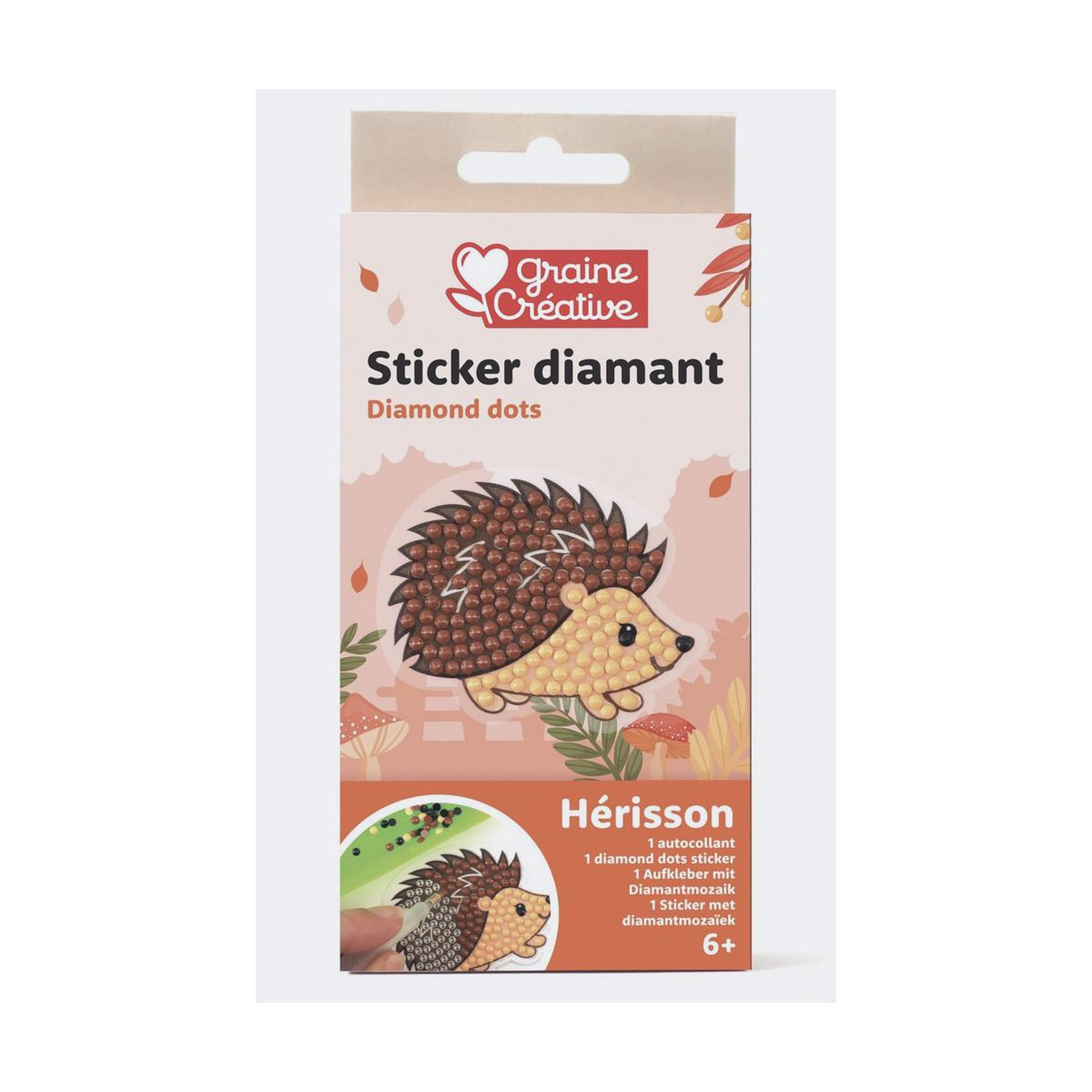 Graine créative - kit diamants mosaique sticker - herisson