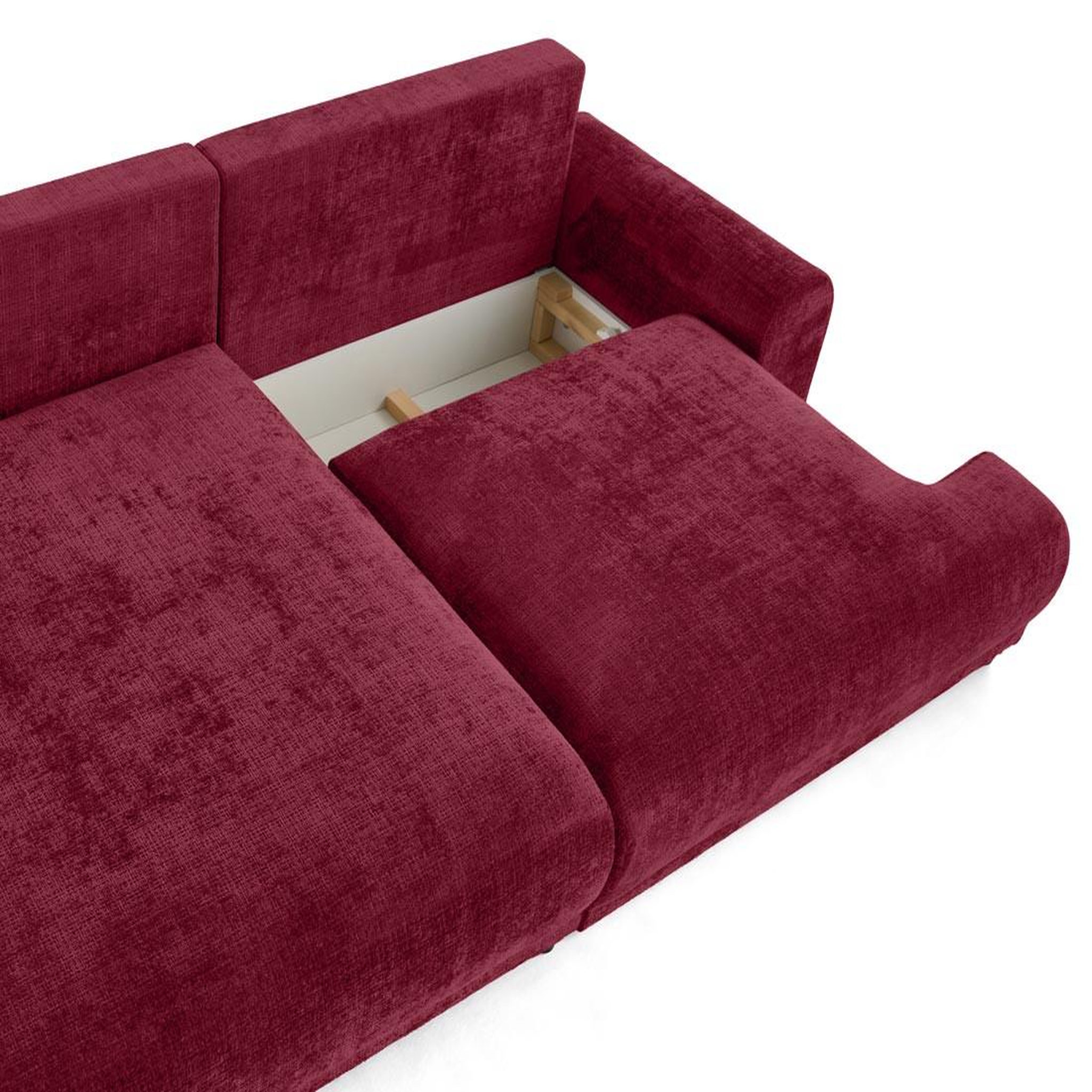 Voir la diapositive 3 : LISA DESIGN Nelly - canapé d'angle gauche 4 places convertible avec coffre en velours texturé