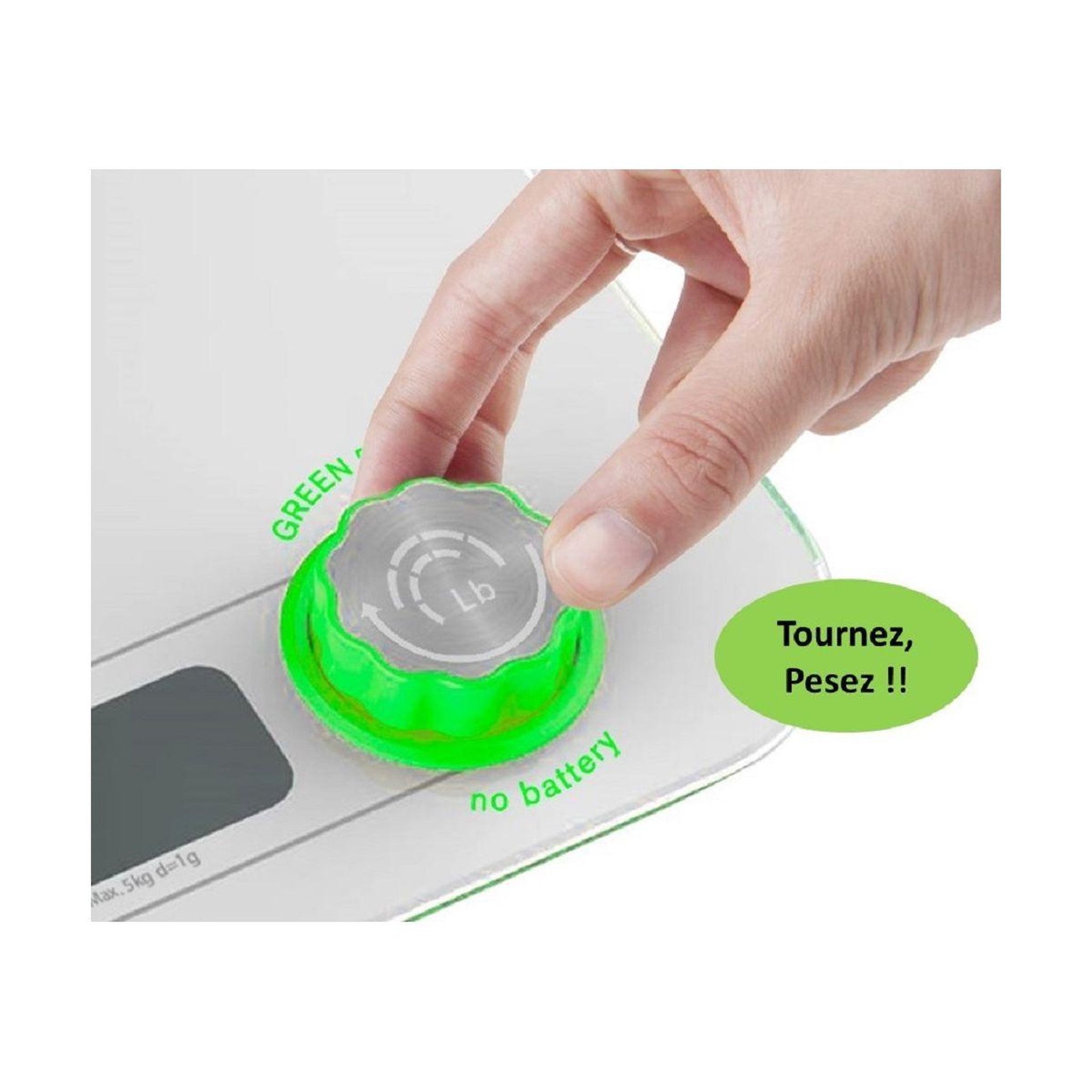 Voir la diapositive 3 : LITTLE BALANCE Balance de cuisine Green Power sans pile Kinetic blanche
