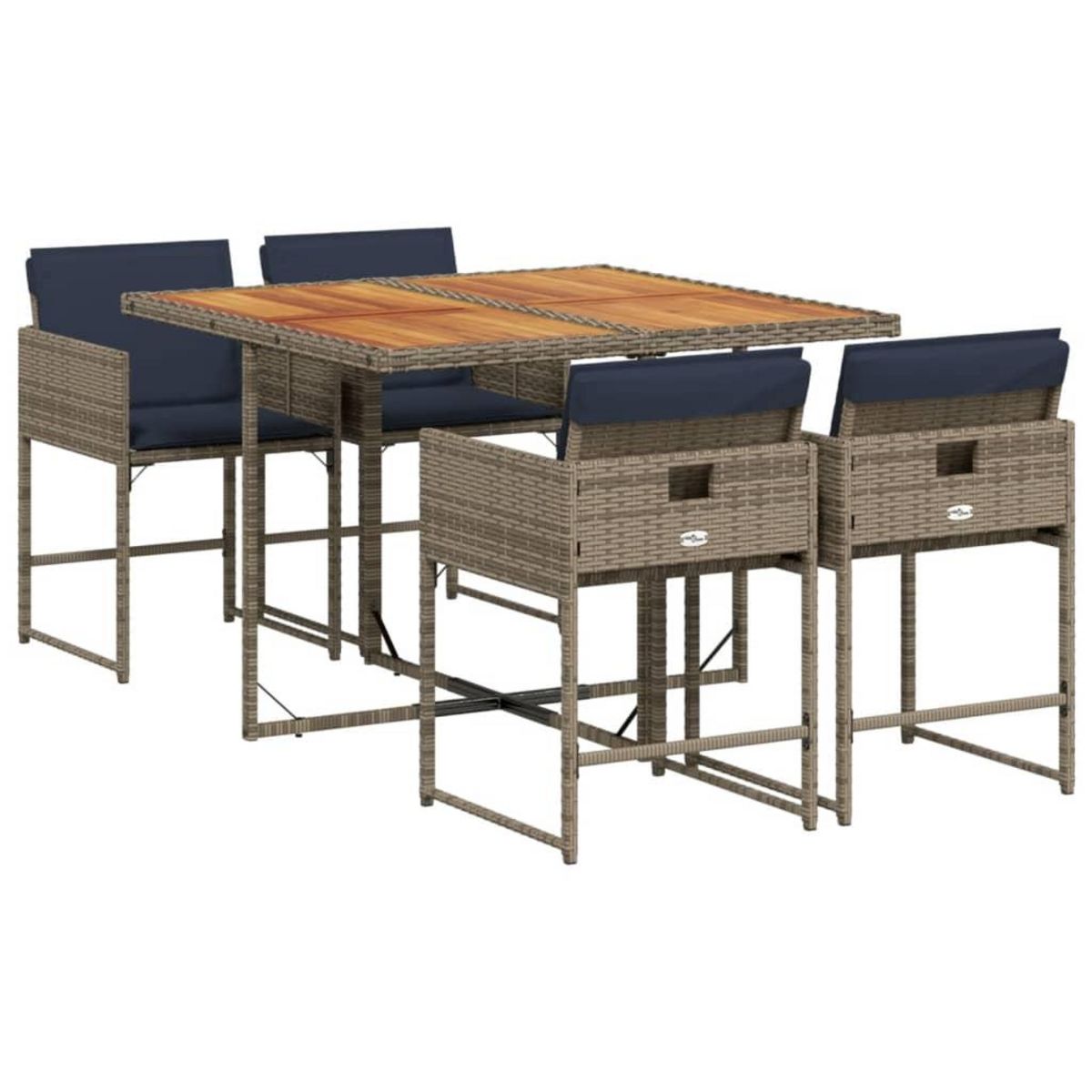 VIDAXL Ensemble a manger de jardin 5 pcs coussins gris resine tressee