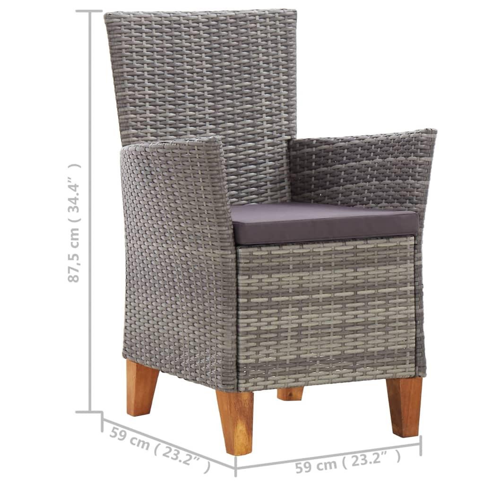 Voir la diapositive 6 : VIDAXL Chaises de jardin lot de 2 avec coussins Resine tressee Gris