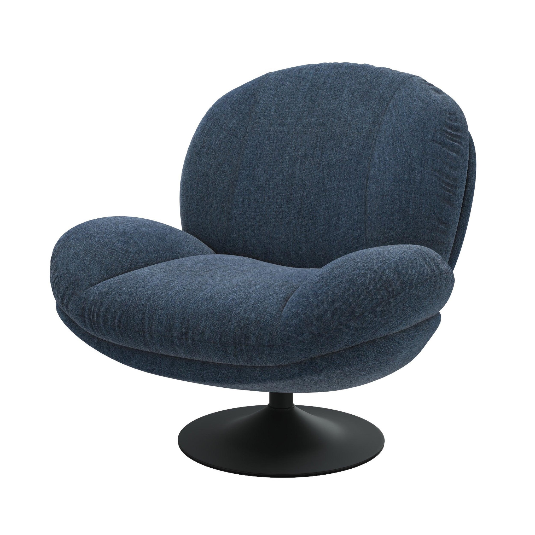 MAISON PAVANE Fauteuil pivotant en tissu effet velours bleu nuit-Ricci