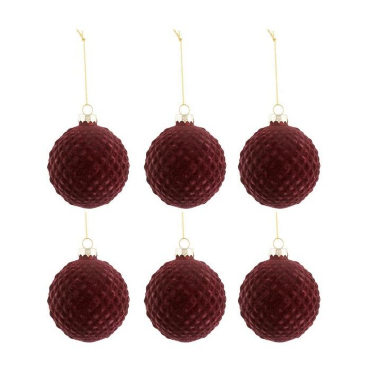 Paris Prix Lot de 6 Boules de Noël  Motifs  8cm Bordeaux