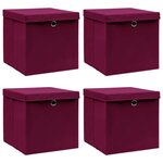 VIDAXL Boîtes de rangement 4 pcs Rouge fonce 32x32x32 cm Tissu