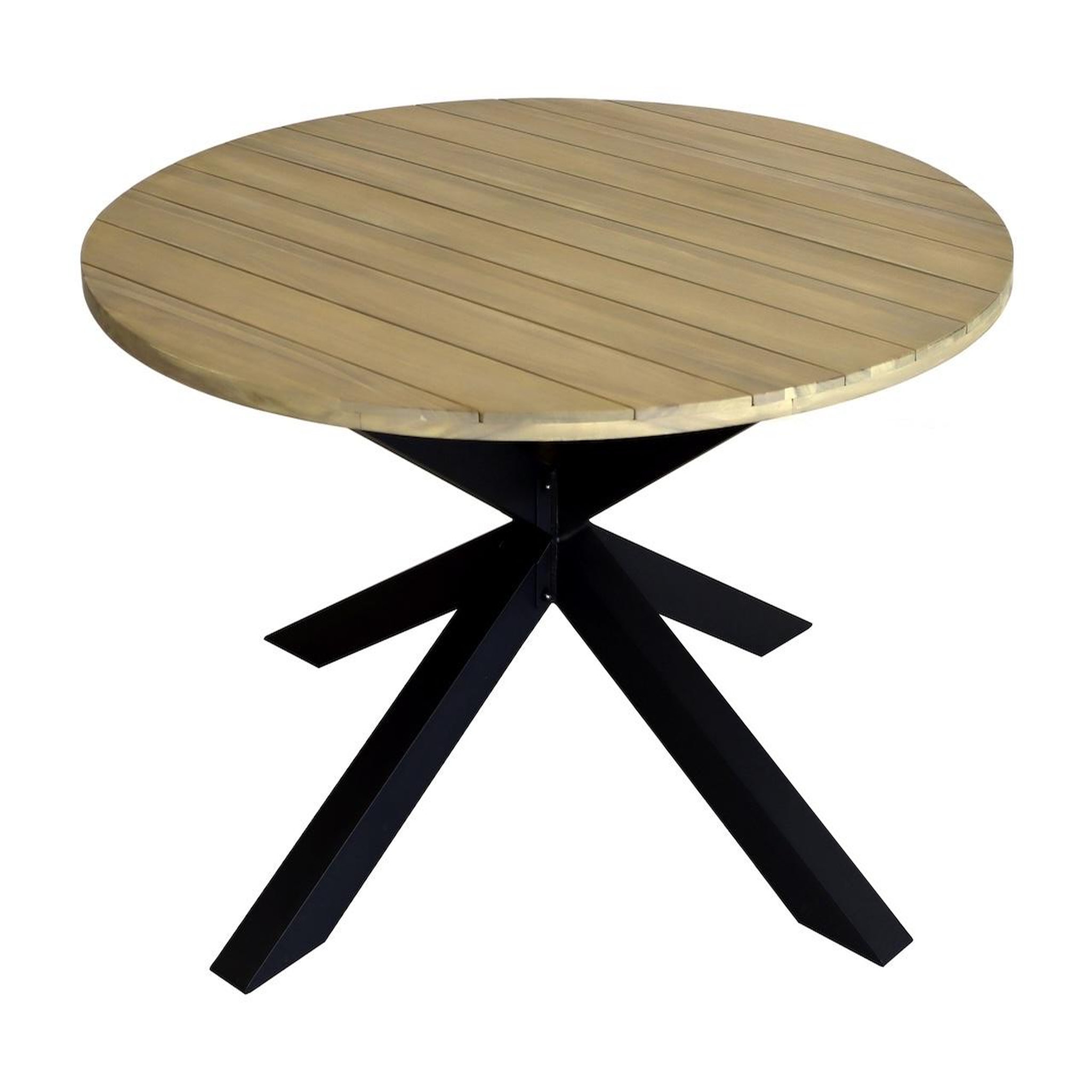 Proloisirs Table ronde de jardin en aluminium et acacia FSC - ORIANE Ø140 - Coloris graphite et acacia