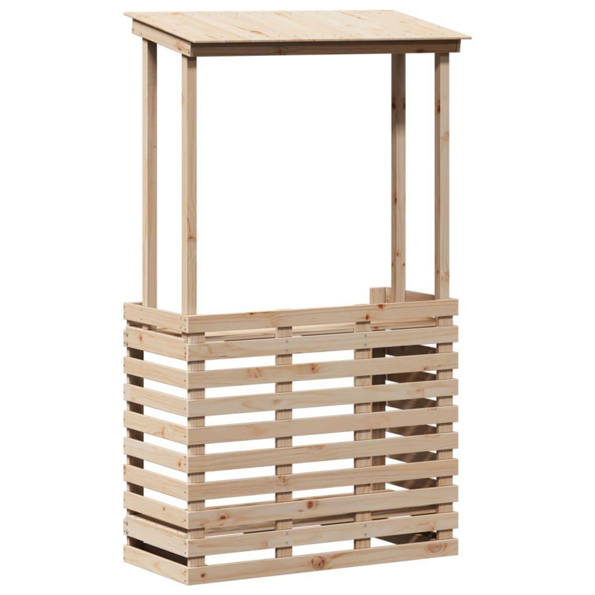 VIDAXL Table de bar d'exterieur et toit 112,5x57x195,5 cm bois massif
