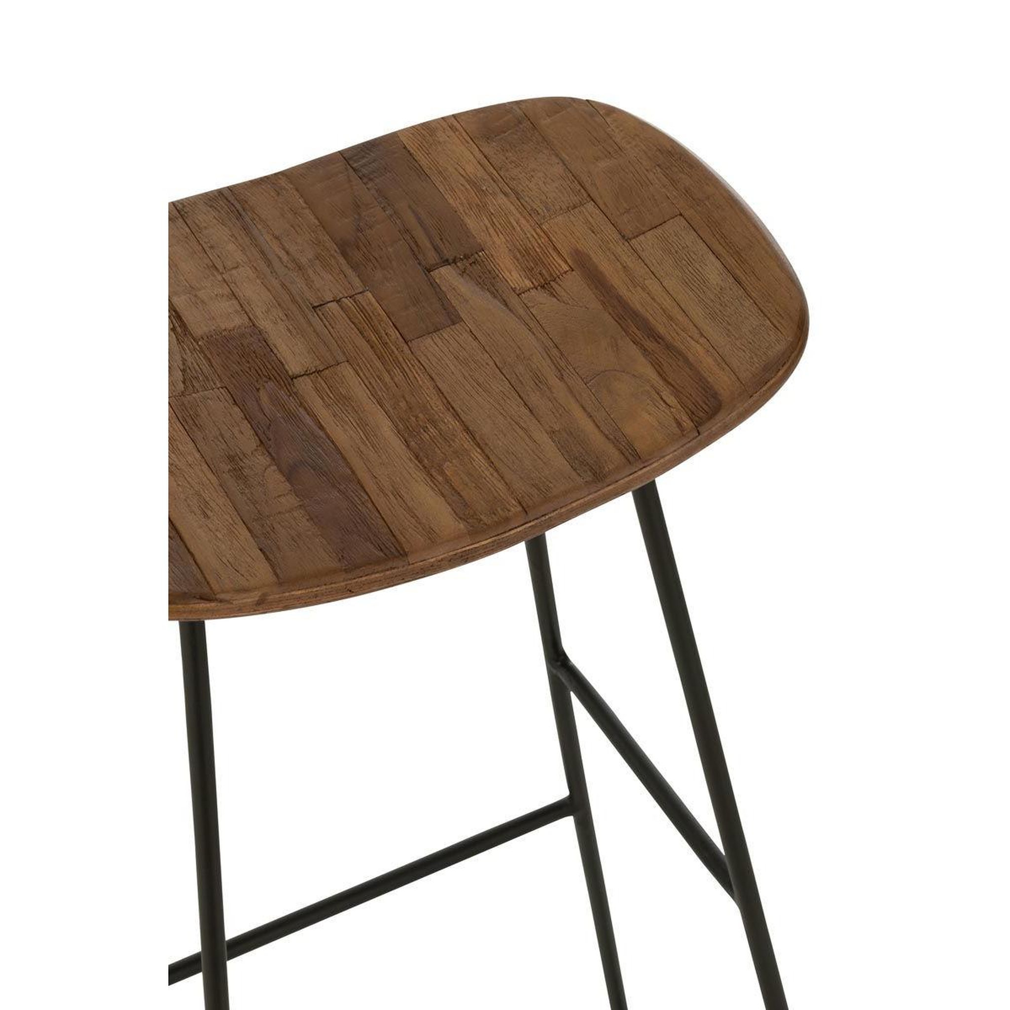 Voir la diapositive 5 : J-LINE Tabouret de bar en bois  teck  74cm naturel