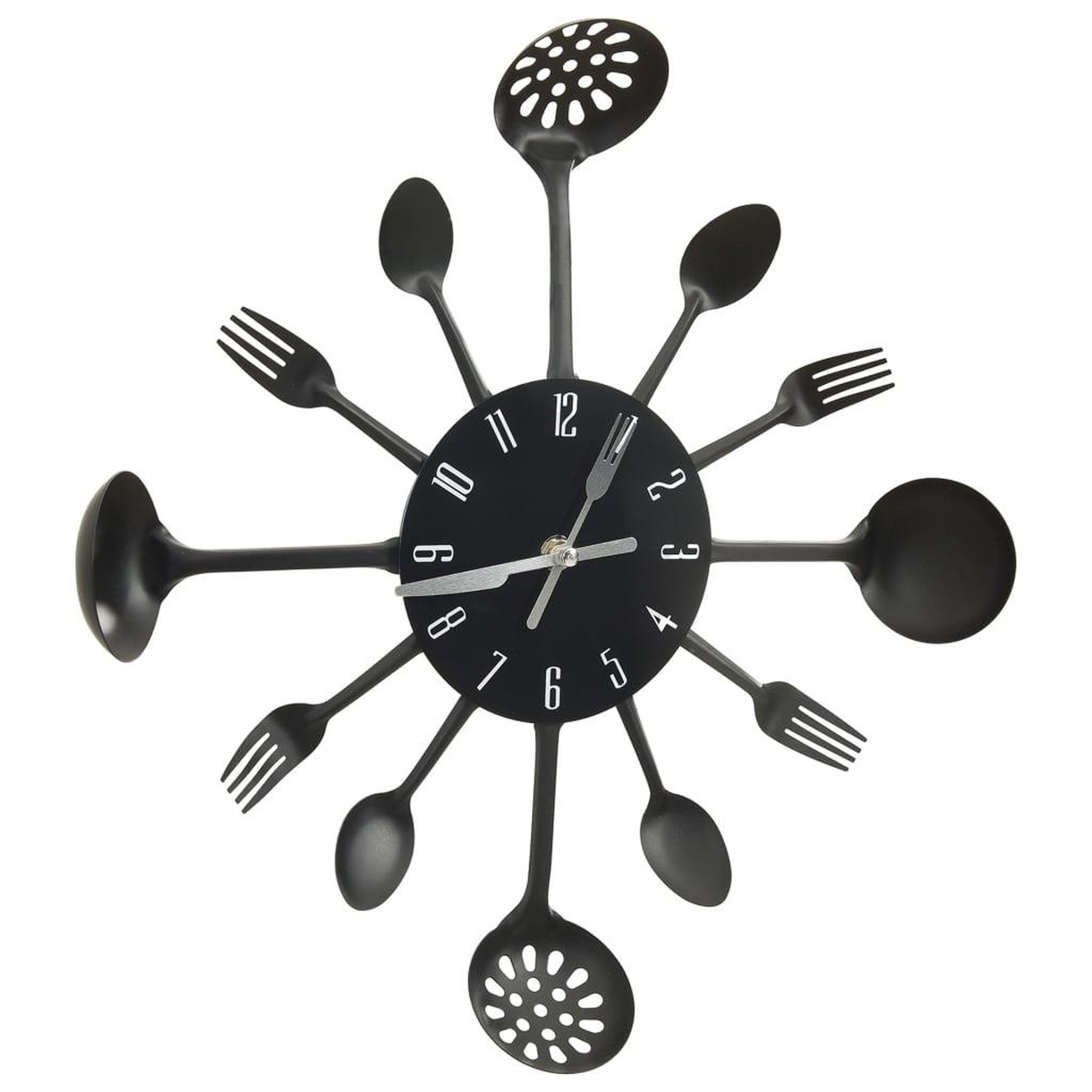 Voir la diapositive 3 : VIDAXL Horloge murale et cuillere avec fourchette noir 40 cm aluminium
