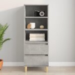 VIDAXL Buffet haut Gris beton 40x36x110 cm Bois d'ingenierie