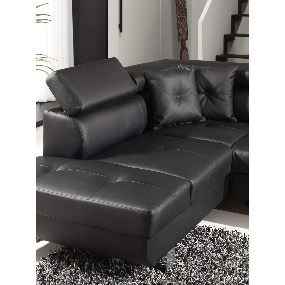 BEST MOBILIER Lisbona - canapé d'angle convertible - en pu - avec têtières réglables - gauche