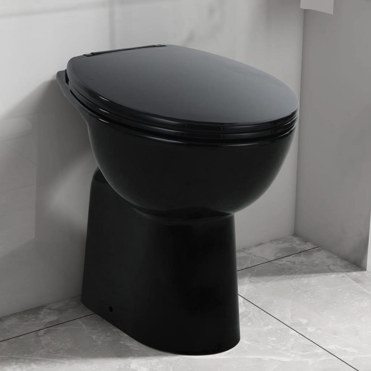 VIDAXL Toilette haute sans bord fermeture douce 7 cm Ceramique Noir