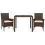 Voir la diapositive 2 : VIDAXL Ensemble a manger de jardin et coussins 3pcs marron rotin verre
