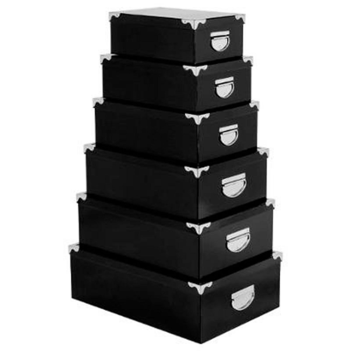  Set de 6 Boîtes de Rangement  Uni  48cm Noir
