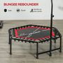 Voir la diapositive 5 : HOMCOM Trampoline de Fitness gymnastique Ø114 cm élastiques Bungee guidon hauteur réglable 117-132 cm rouge noir