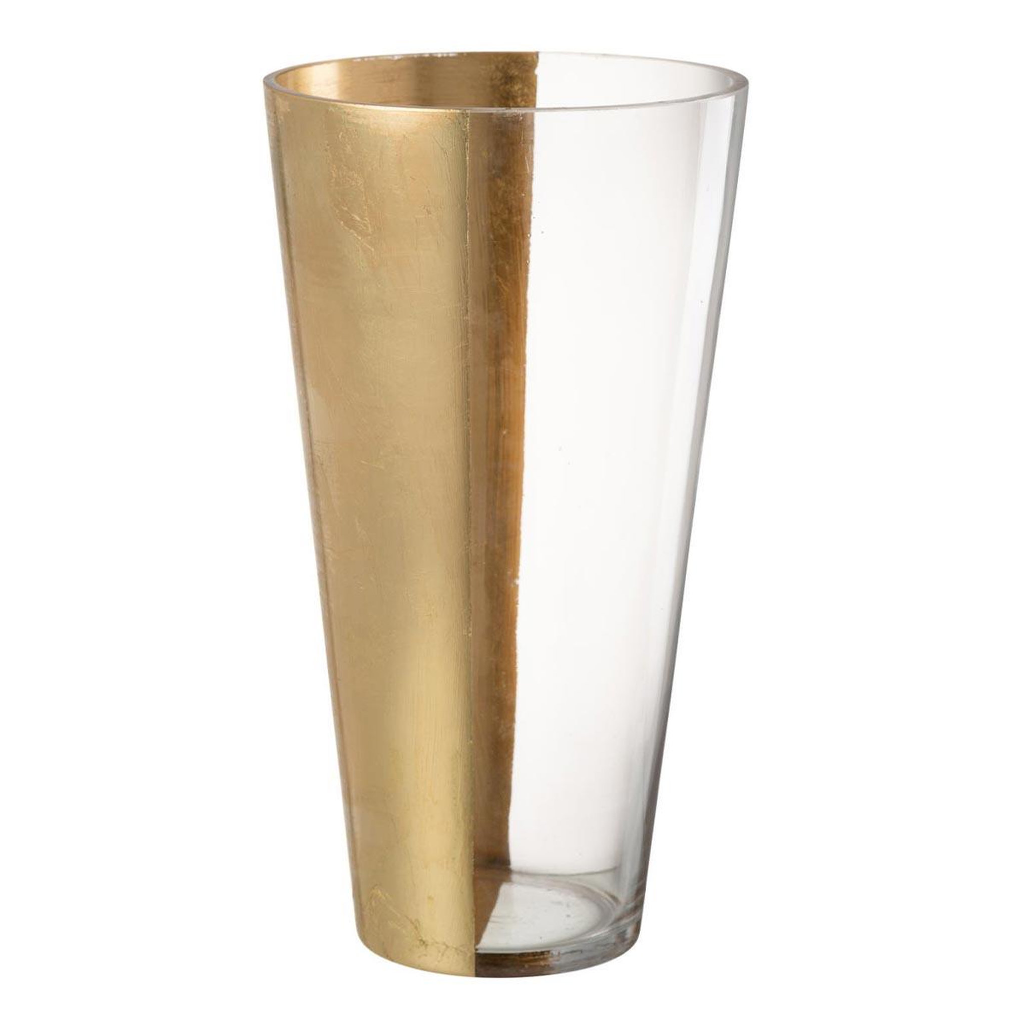J-LINE Vase design en verre  moa  35cm transparent & or